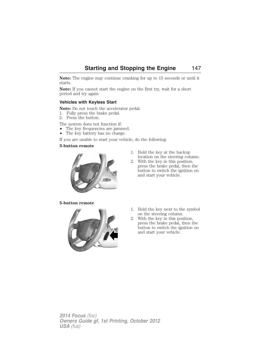 Ford Focus III 3 owners manual / page 148