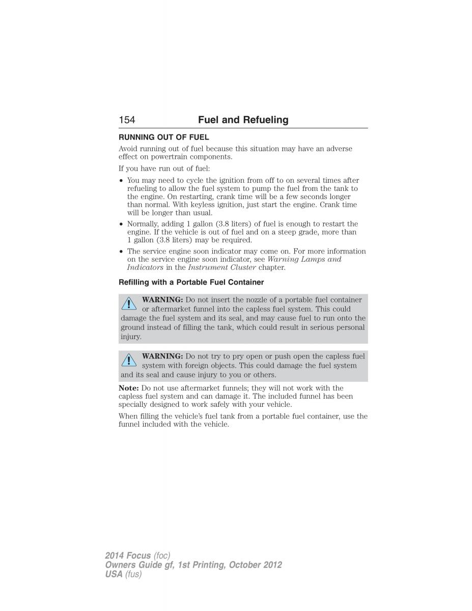 Ford Focus III 3 owners manual / page 155