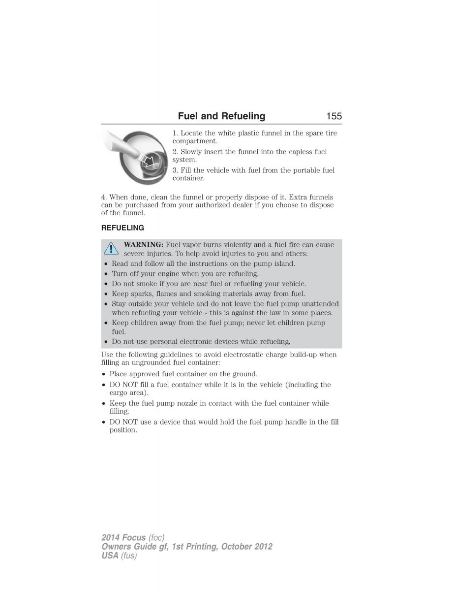 Ford Focus III 3 owners manual / page 156