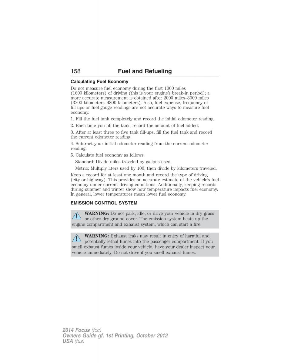 Ford Focus III 3 owners manual / page 159