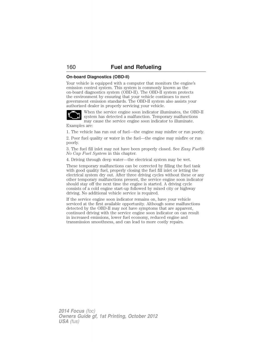 Ford Focus III 3 owners manual / page 161