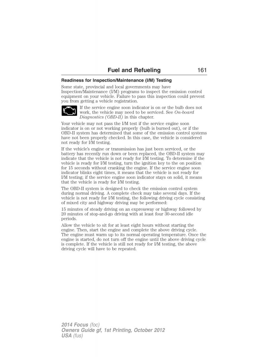 Ford Focus III 3 owners manual / page 162