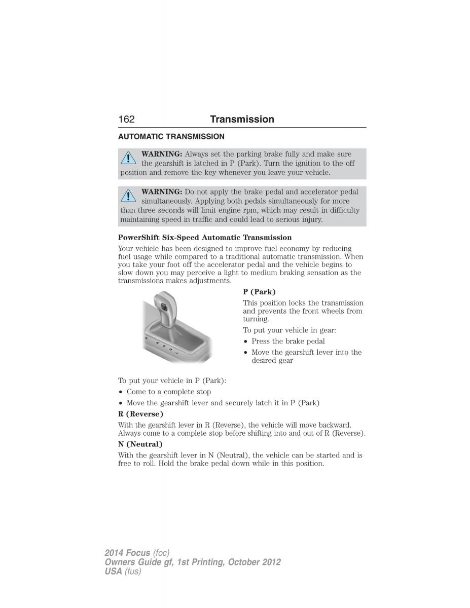 Ford Focus III 3 owners manual / page 163