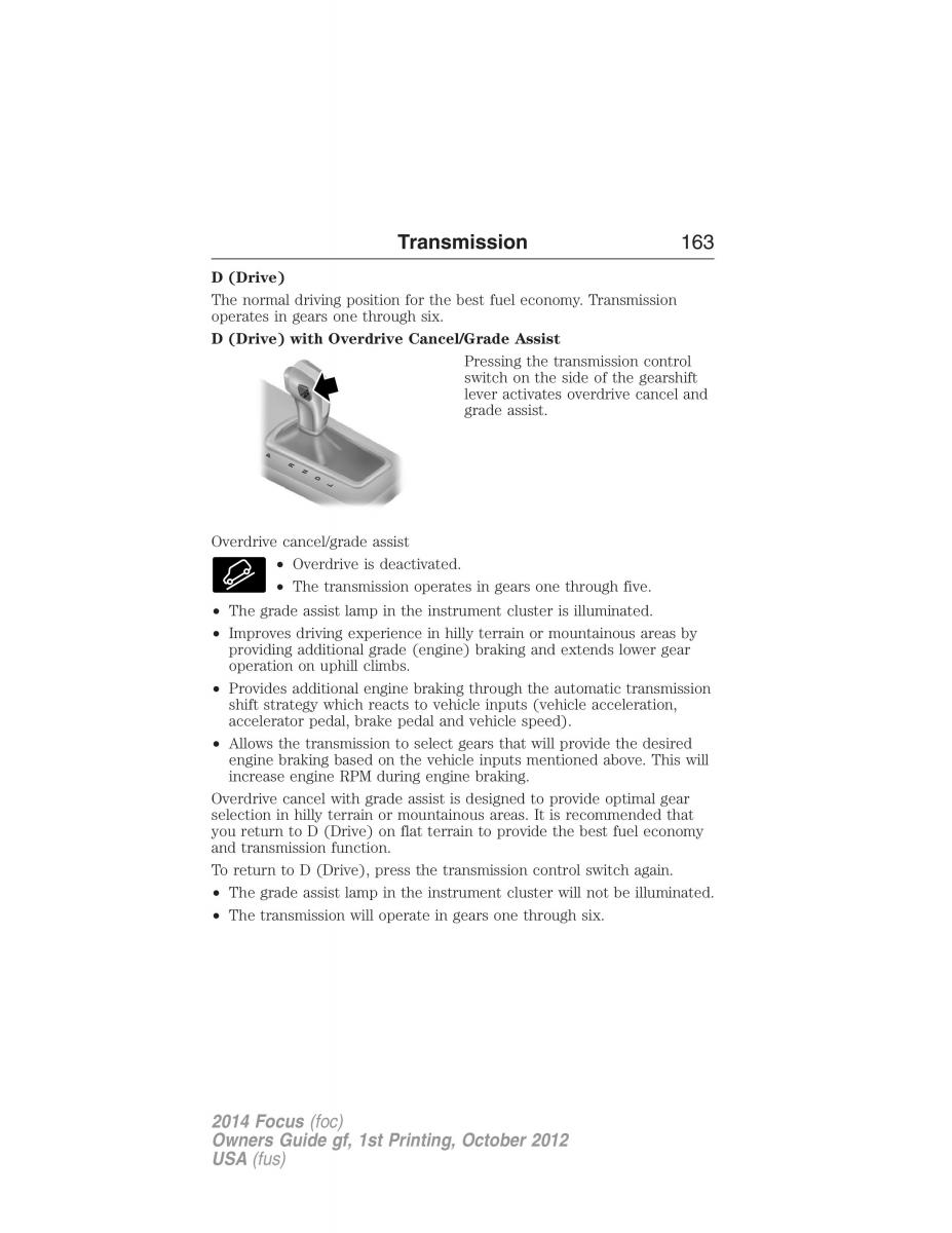 Ford Focus III 3 owners manual / page 164