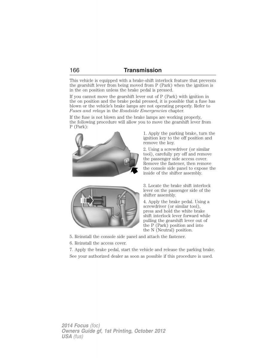 Ford Focus III 3 owners manual / page 167