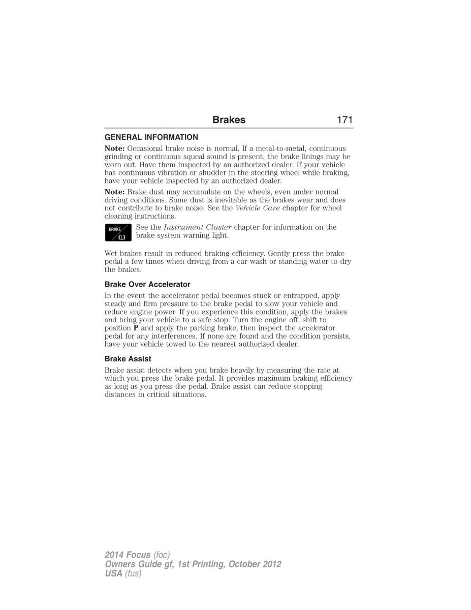 Ford Focus III 3 owners manual / page 172