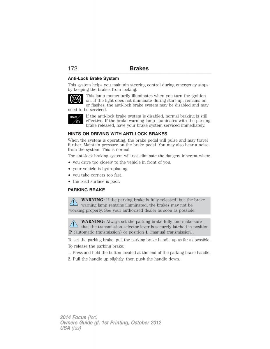 Ford Focus III 3 owners manual / page 173