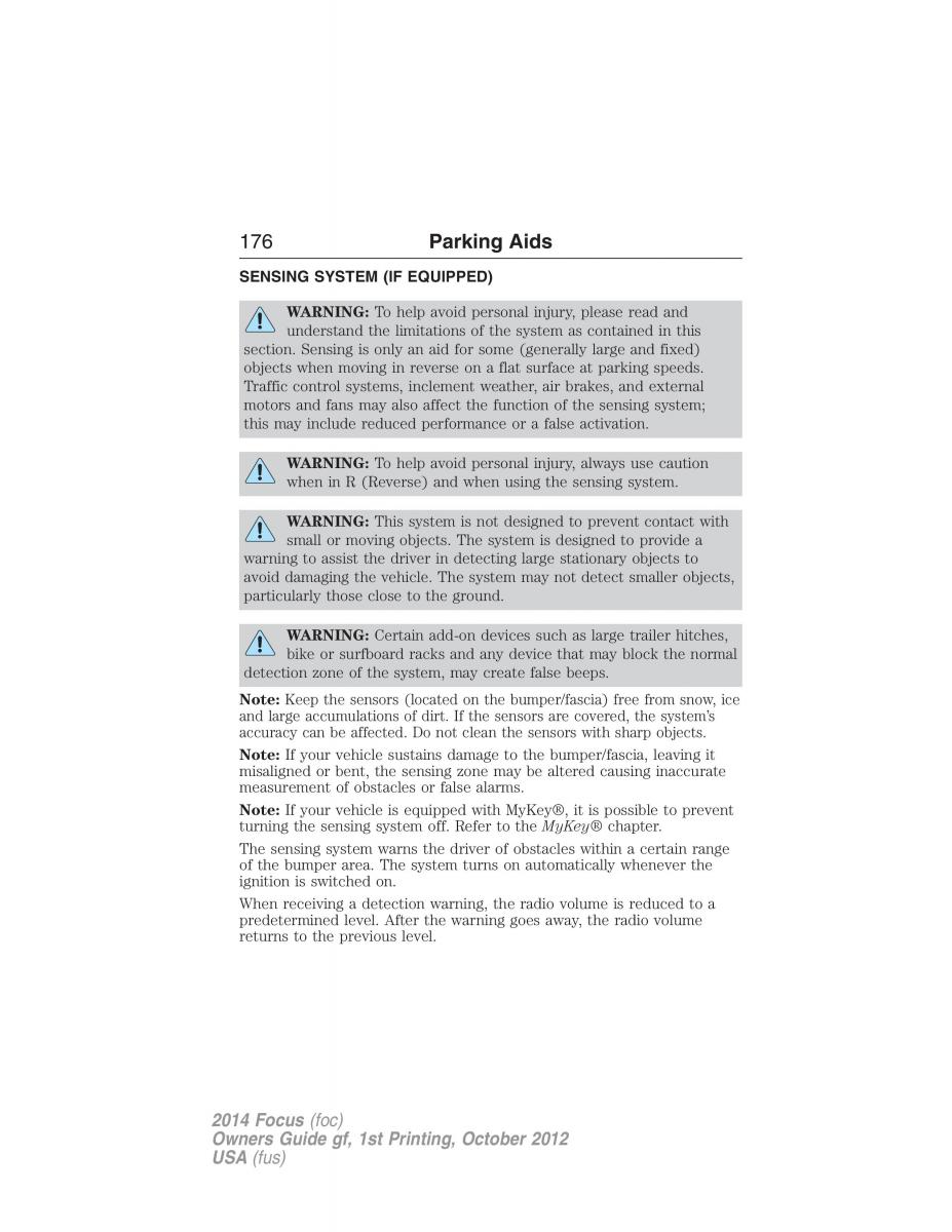 Ford Focus III 3 owners manual / page 177