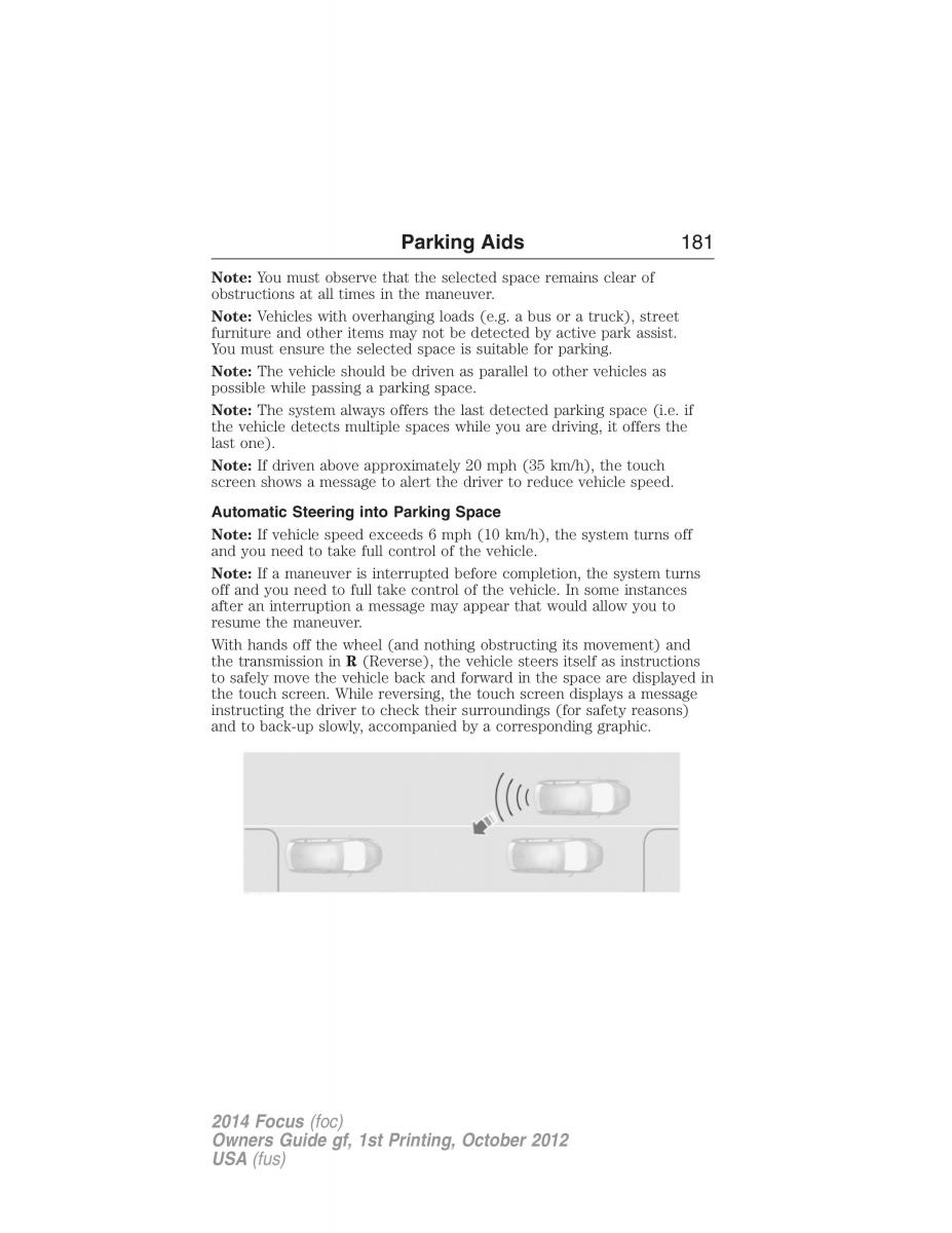 Ford Focus III 3 owners manual / page 182