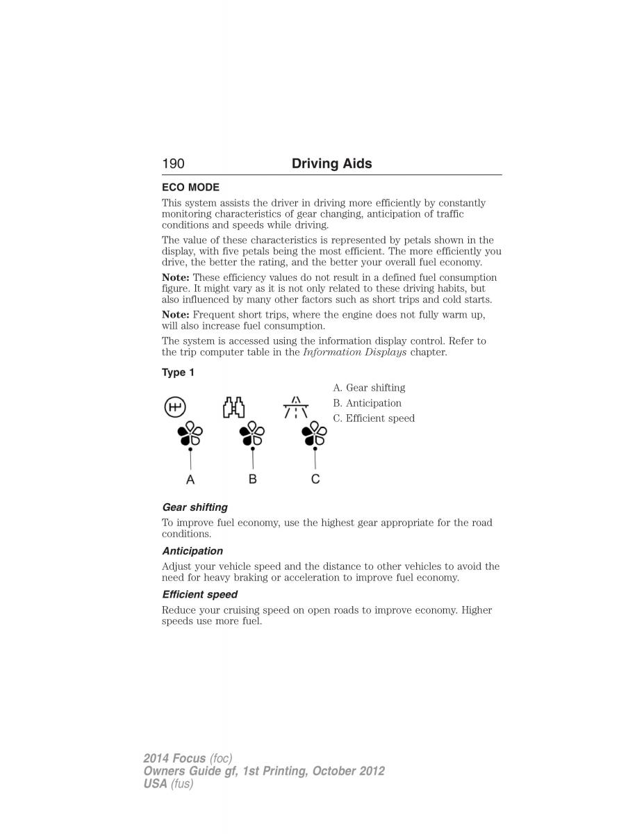 Ford Focus III 3 owners manual / page 191