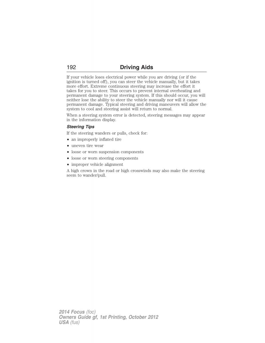 Ford Focus III 3 owners manual / page 193