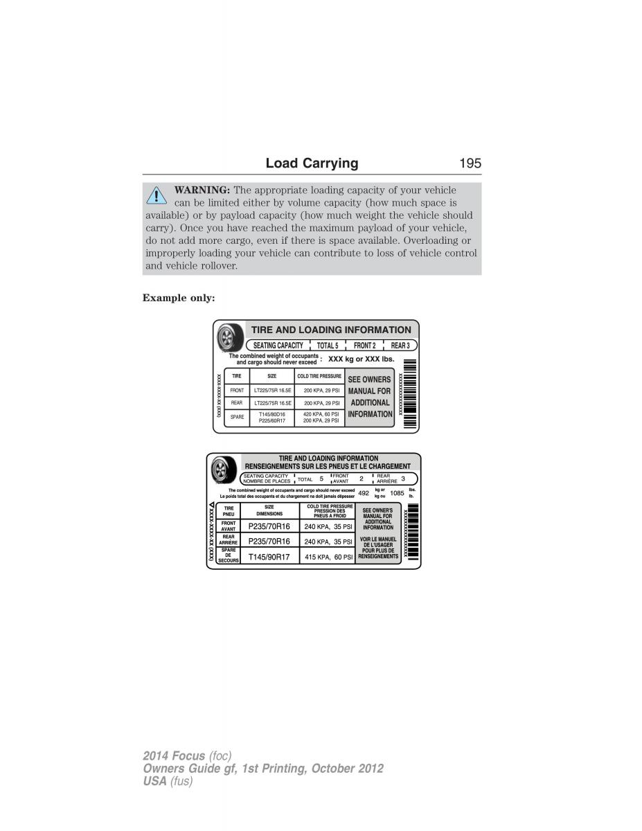 Ford Focus III 3 owners manual / page 196