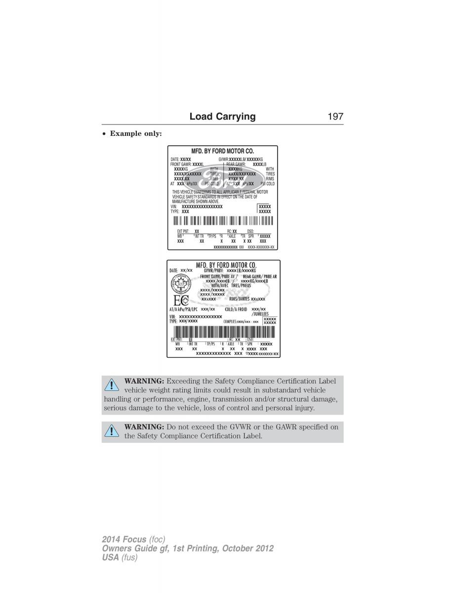 Ford Focus III 3 owners manual / page 198