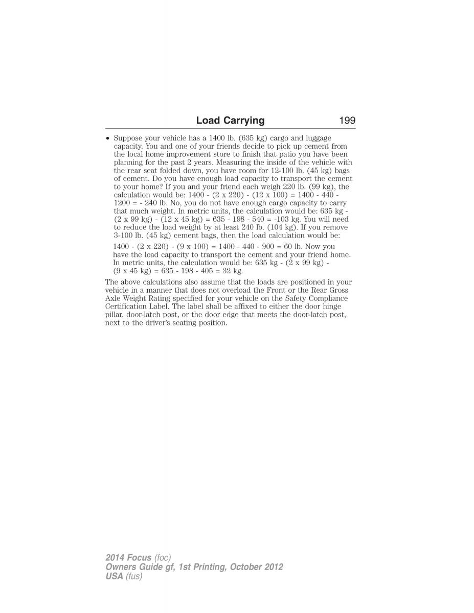 Ford Focus III 3 owners manual / page 200