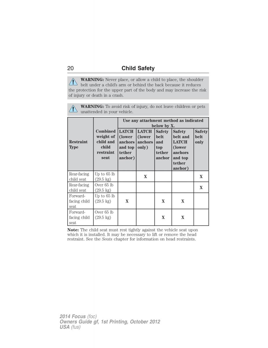 Ford Focus III 3 owners manual / page 21