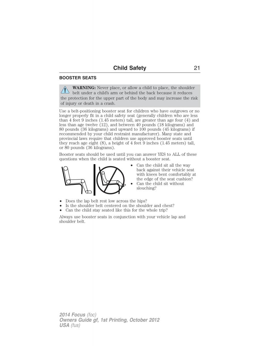 Ford Focus III 3 owners manual / page 22