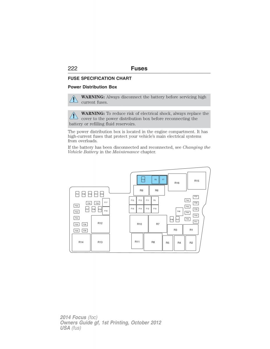 Ford Focus III 3 owners manual / page 223