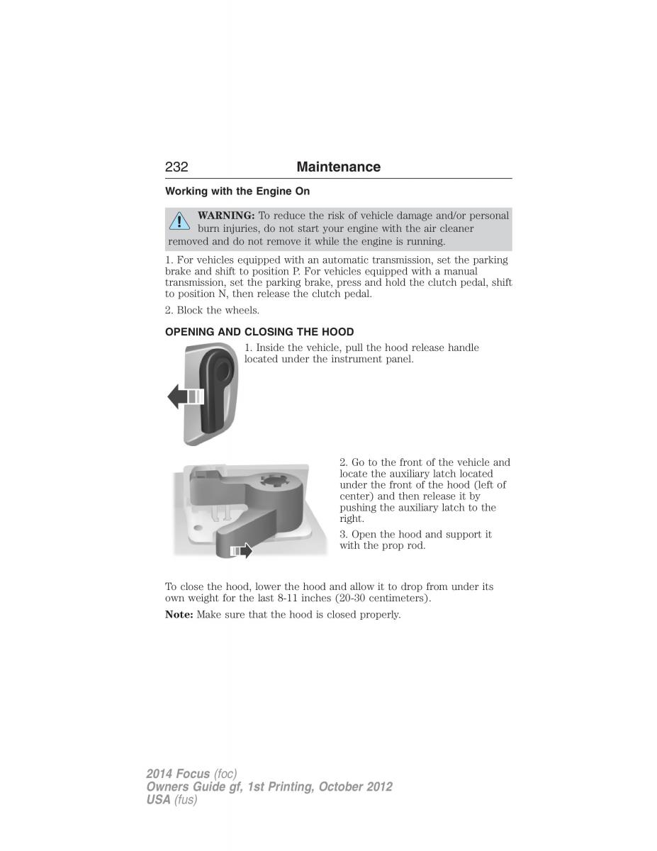 Ford Focus III 3 owners manual / page 233