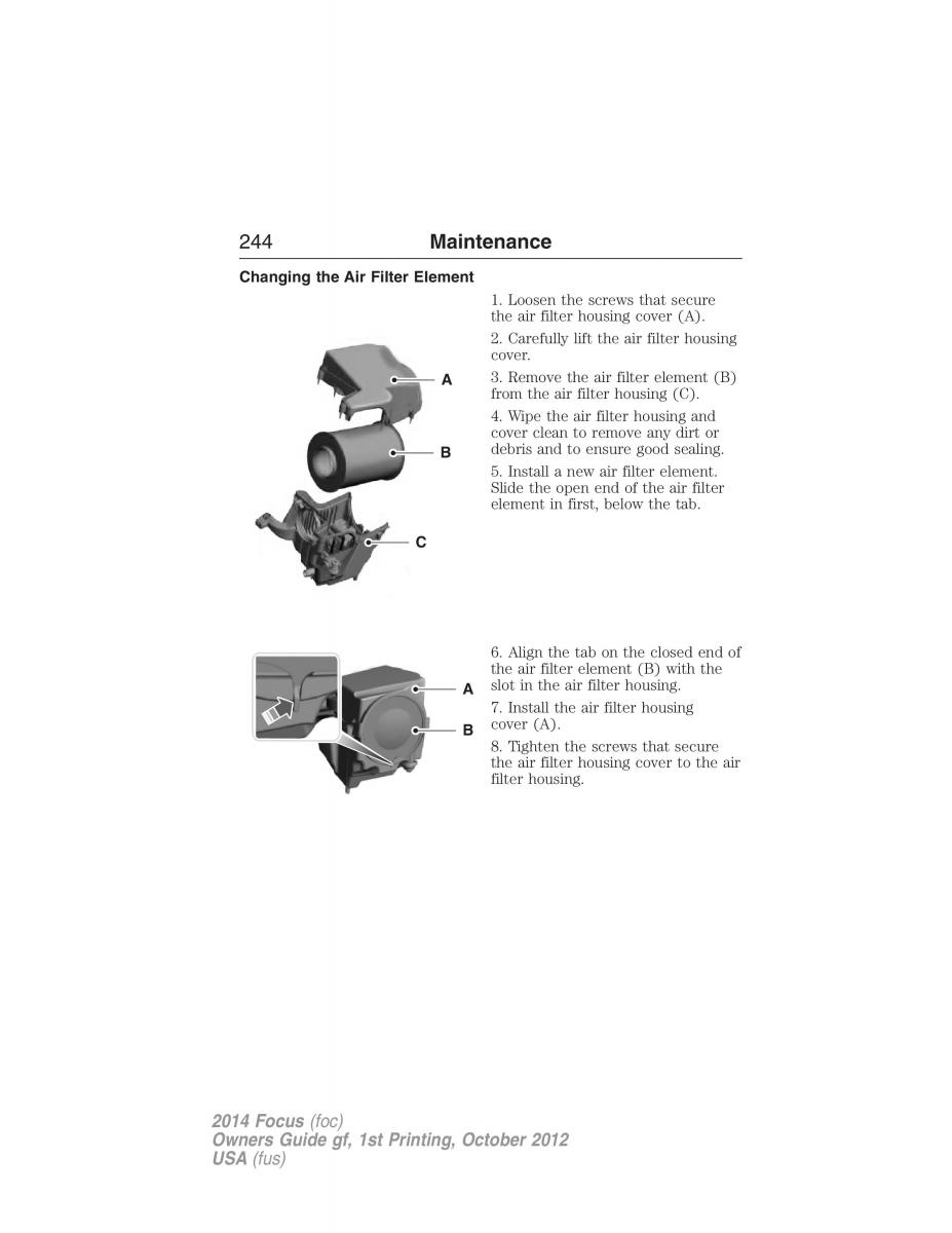 Ford Focus III 3 owners manual / page 245