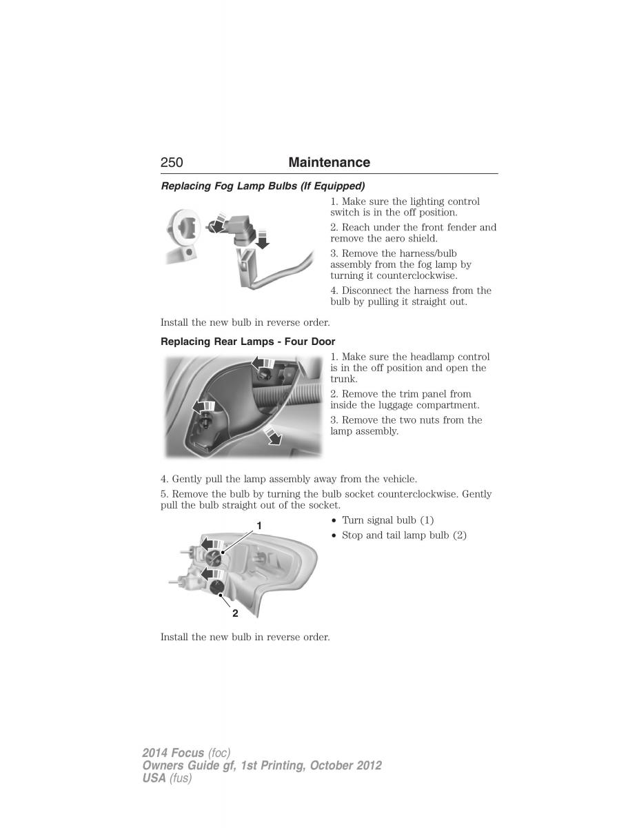 Ford Focus III 3 owners manual / page 251