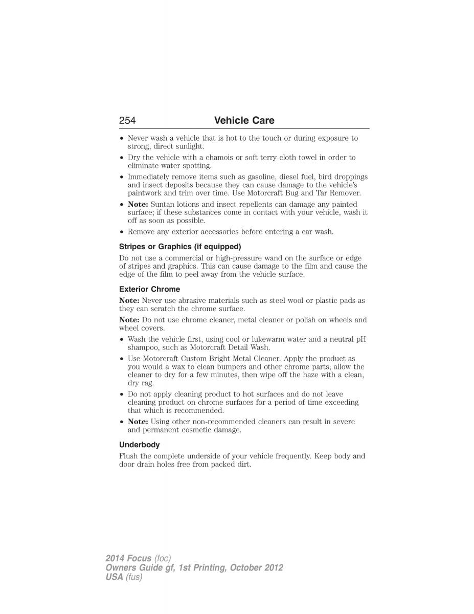 Ford Focus III 3 owners manual / page 255