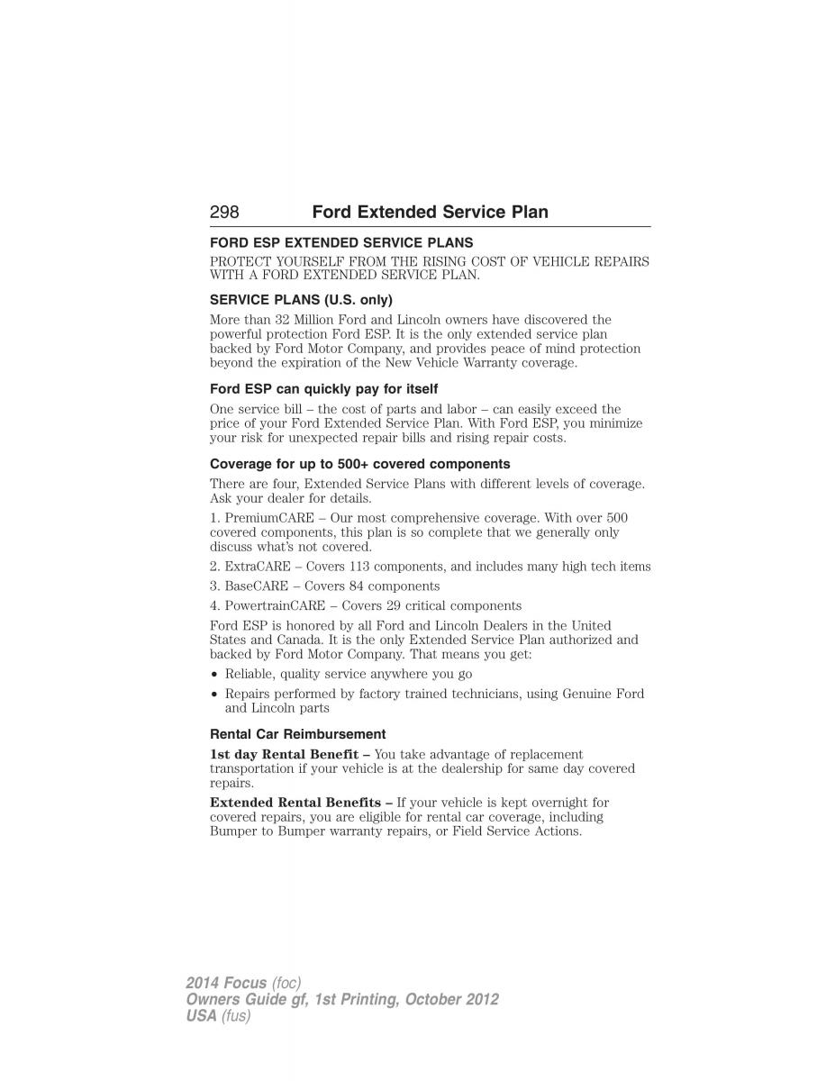 Ford Focus III 3 owners manual / page 299