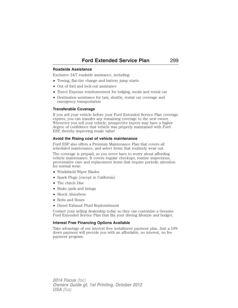 Ford Focus III 3 owners manual / page 300