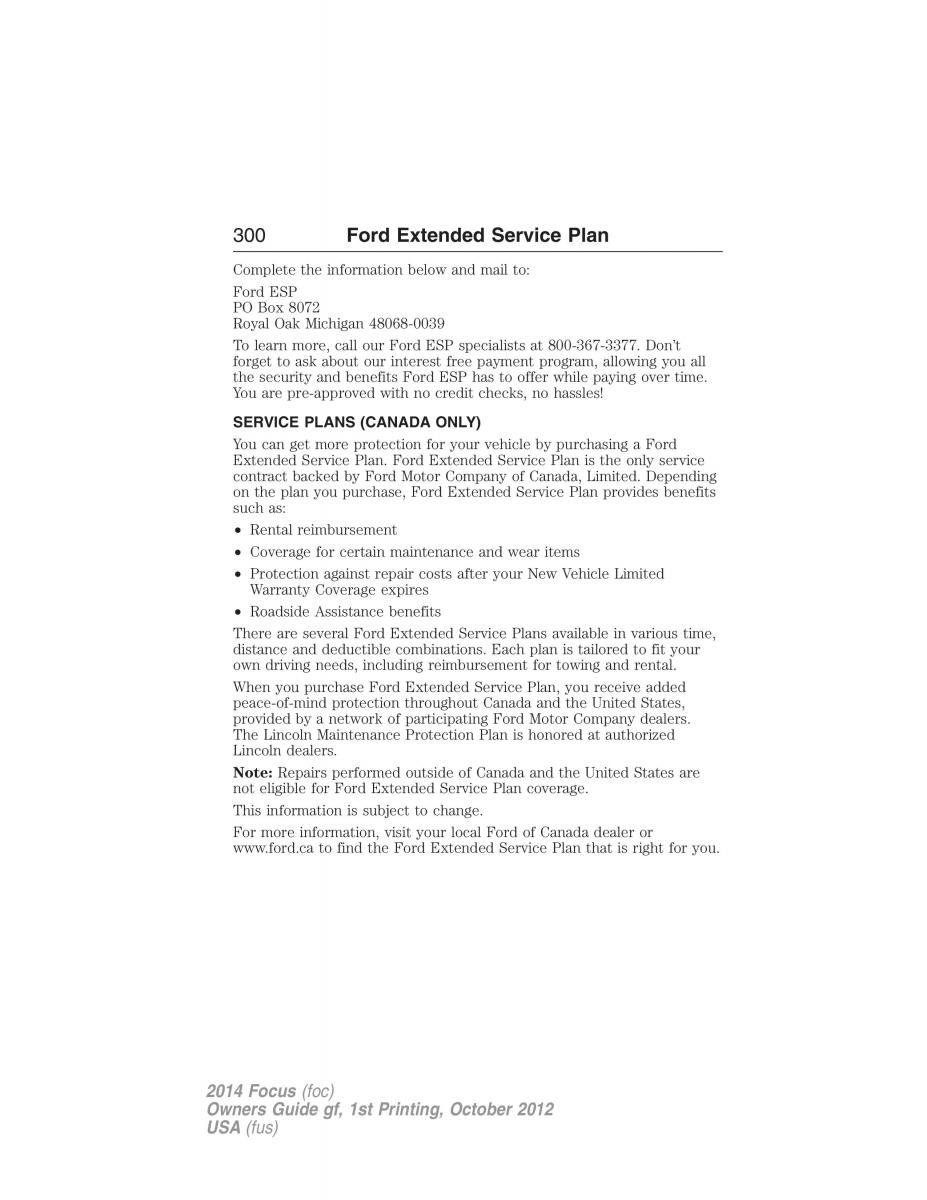 Ford Focus III 3 owners manual / page 301