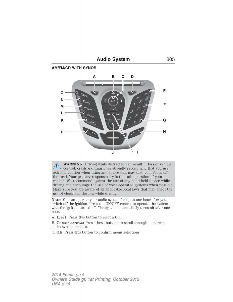 Ford Focus III 3 owners manual / page 306