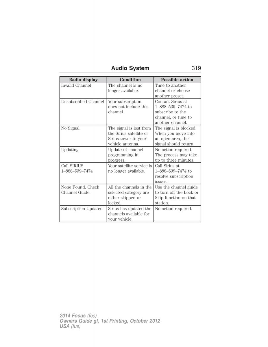 Ford Focus III 3 owners manual / page 320