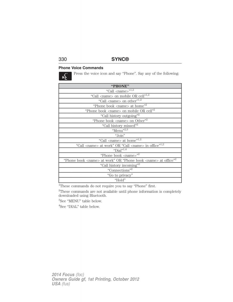 Ford Focus III 3 owners manual / page 331