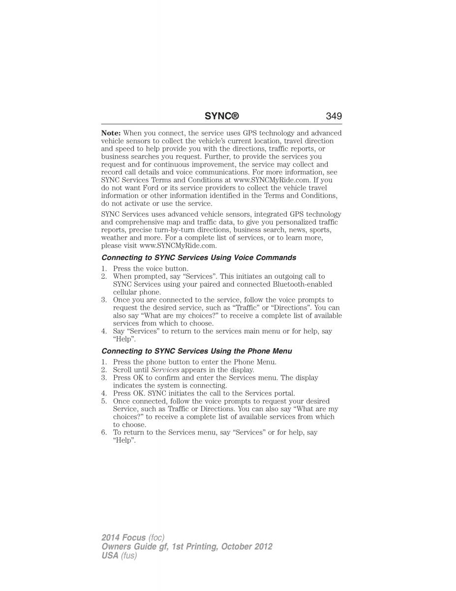 Ford Focus III 3 owners manual / page 350