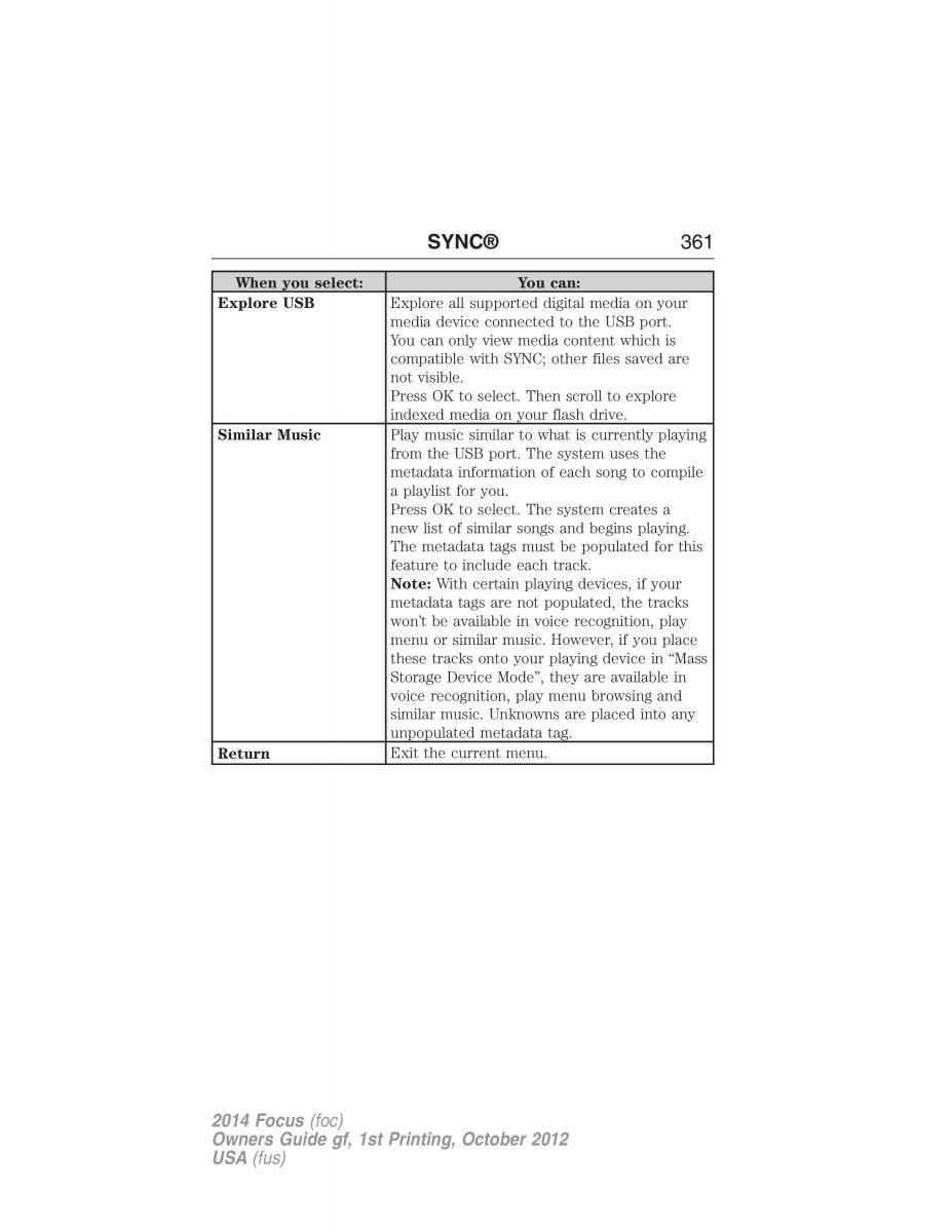 Ford Focus III 3 owners manual / page 362