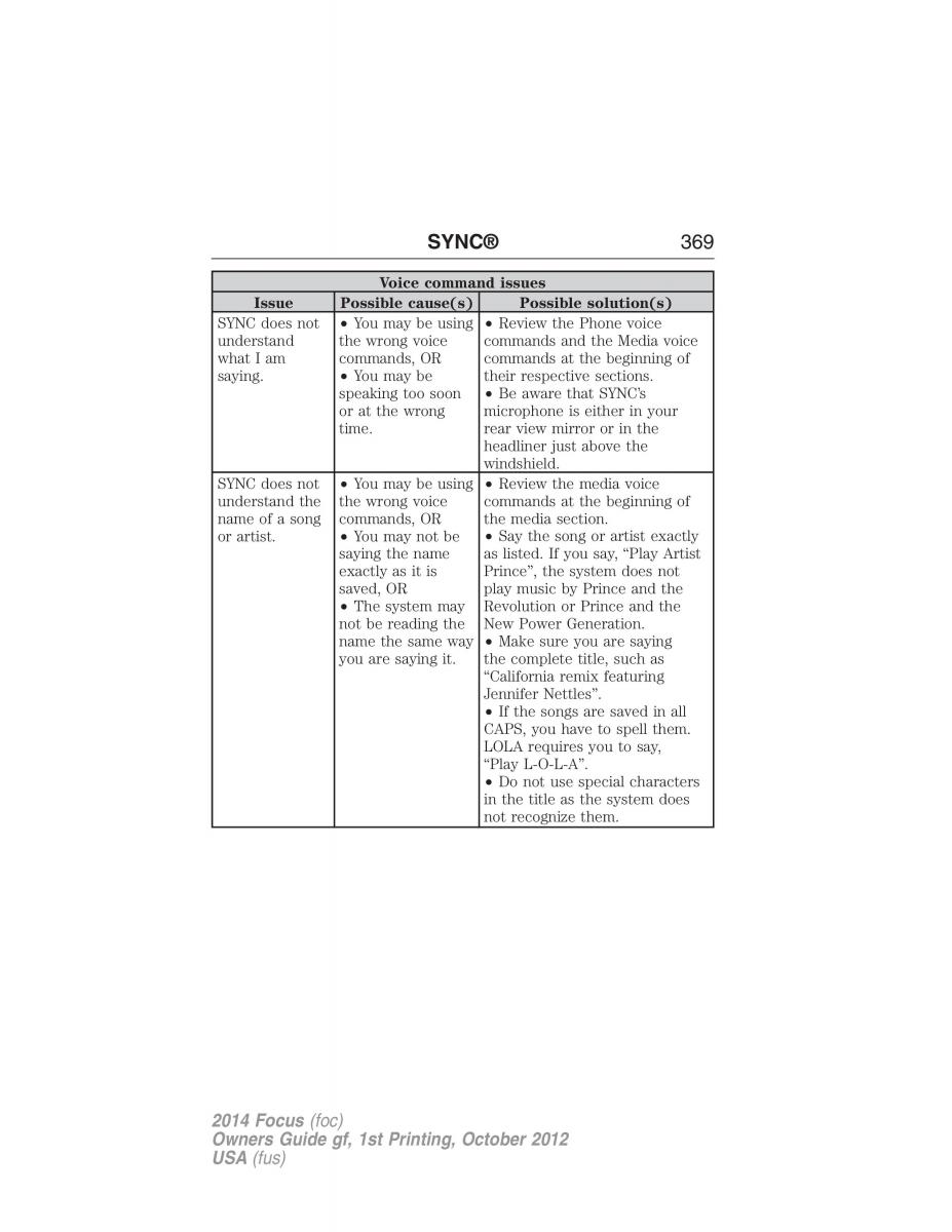 Ford Focus III 3 owners manual / page 370