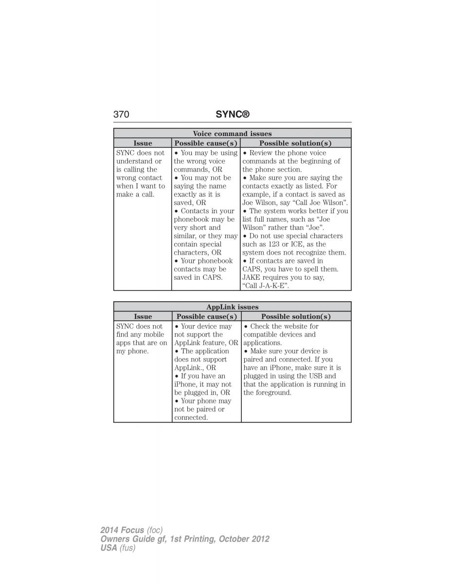 Ford Focus III 3 owners manual / page 371