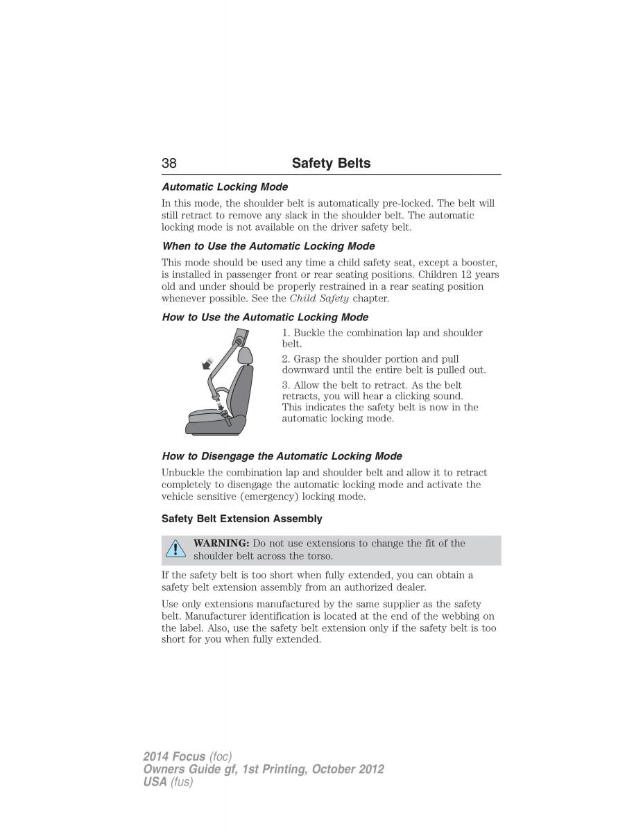 Ford Focus III 3 owners manual / page 39