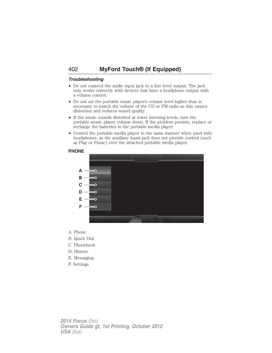 Ford Focus III 3 owners manual / page 403