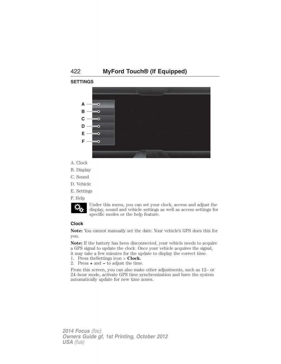 Ford Focus III 3 owners manual / page 423