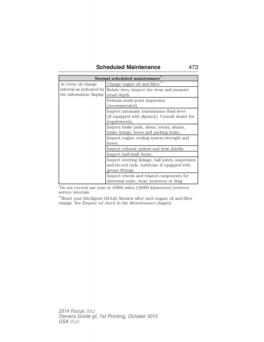 Ford Focus III 3 owners manual / page 474