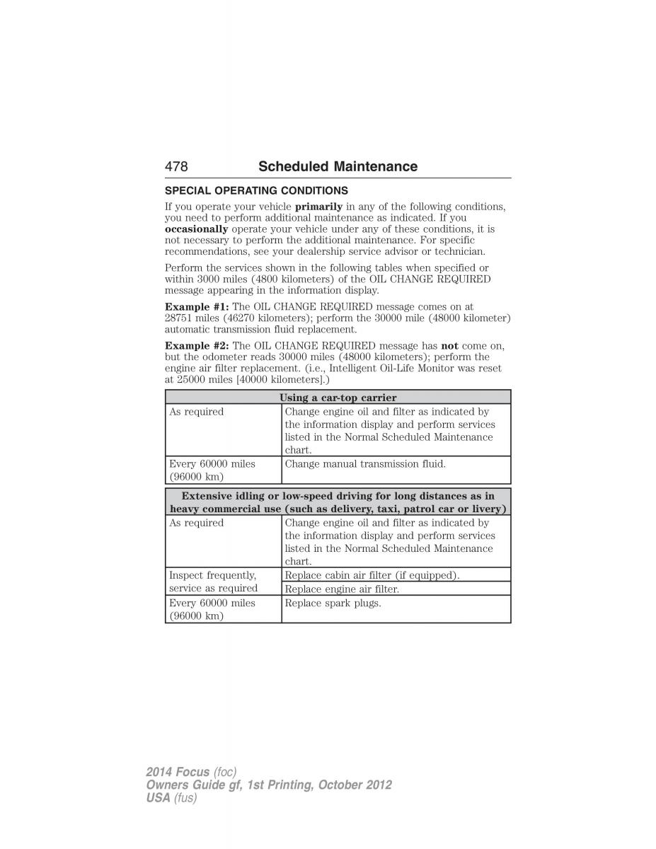 Ford Focus III 3 owners manual / page 479