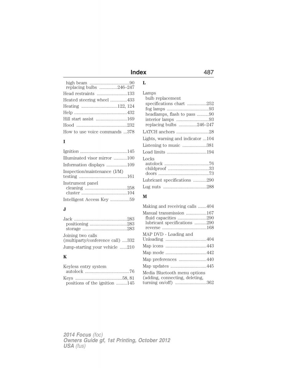 Ford Focus III 3 owners manual / page 488