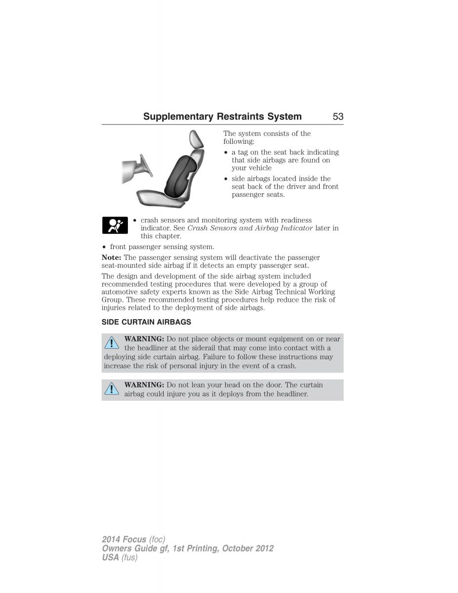 Ford Focus III 3 owners manual / page 54