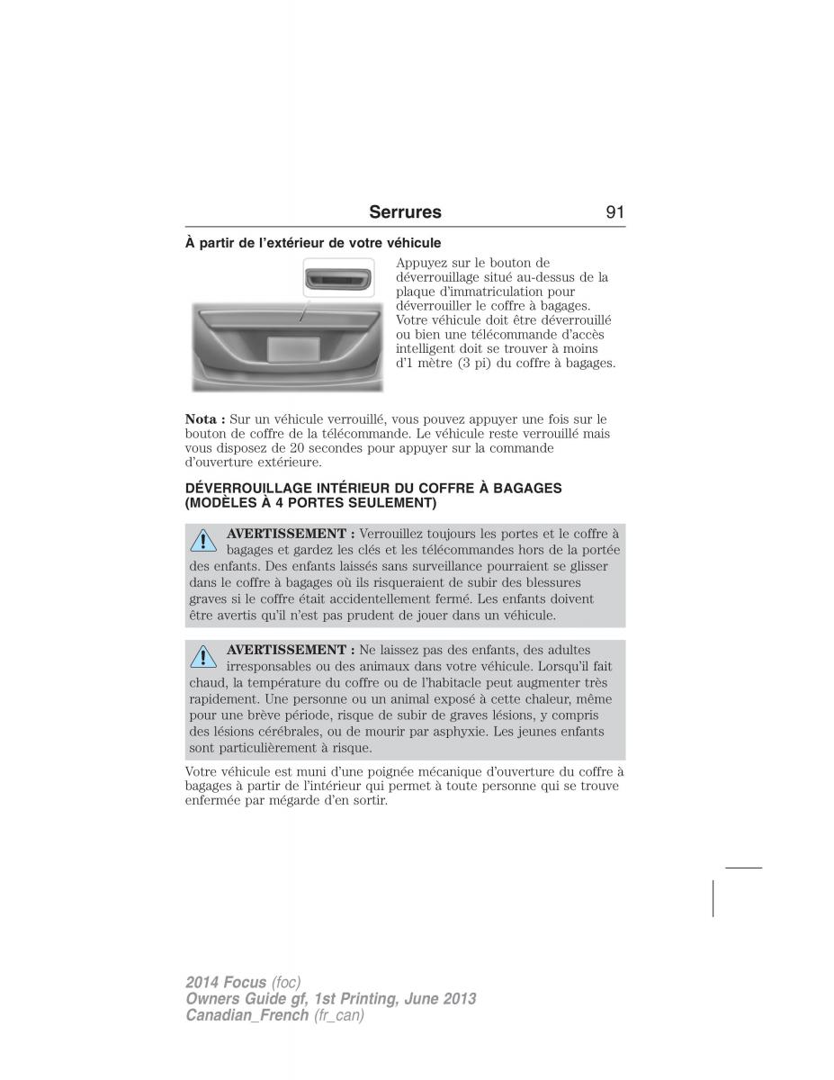 Ford Focus III 3 manuel du proprietaire / page 92