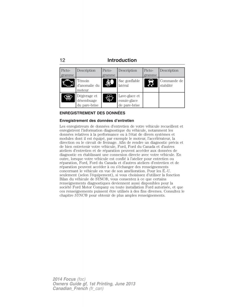 Ford Focus III 3 manuel du proprietaire / page 13