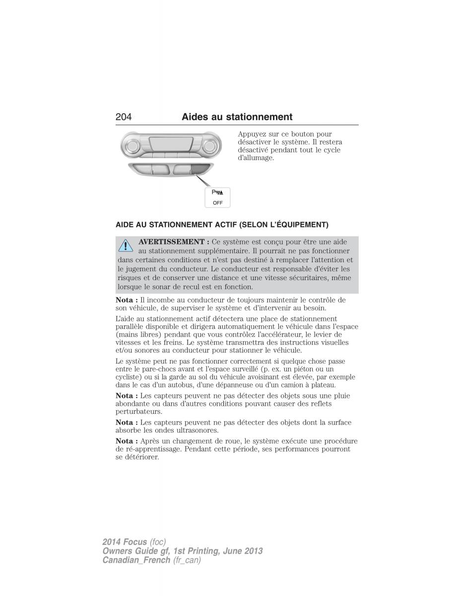 Ford Focus III 3 manuel du proprietaire / page 205