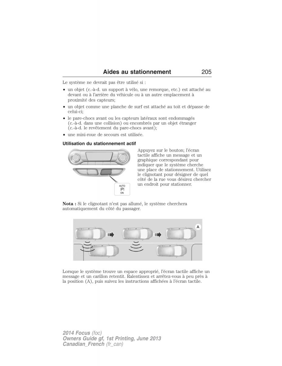 Ford Focus III 3 manuel du proprietaire / page 206