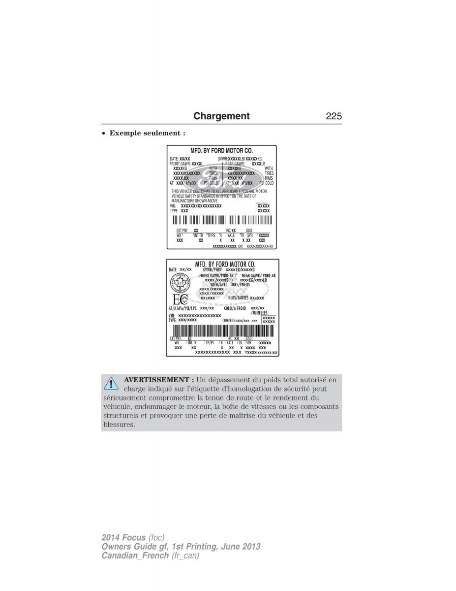 Ford Focus III 3 manuel du proprietaire / page 226