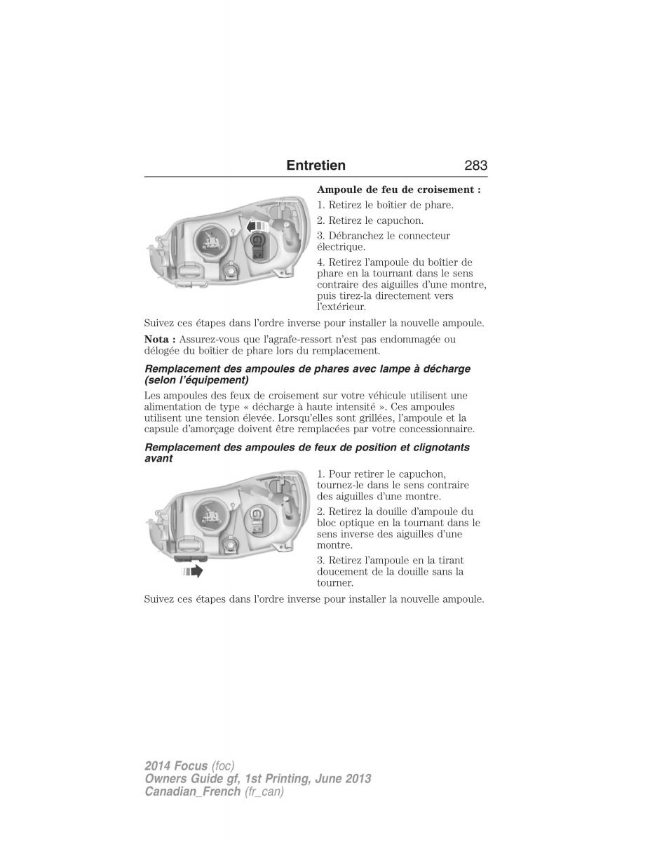 Ford Focus III 3 manuel du proprietaire / page 284