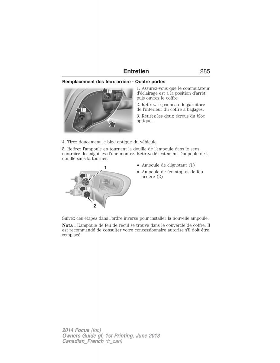 Ford Focus III 3 manuel du proprietaire / page 286