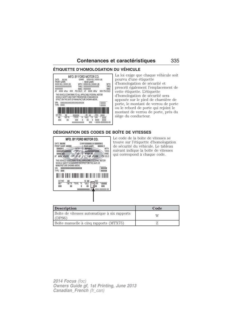 Ford Focus III 3 manuel du proprietaire / page 336